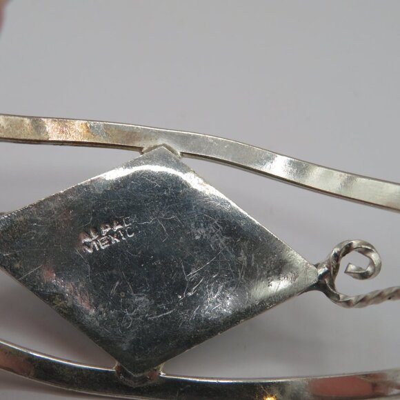 Vintage Alpaca Mexico Mother of Pearl Abalone Inlay Silver Cuff Bracelet - Picture 6 of 7